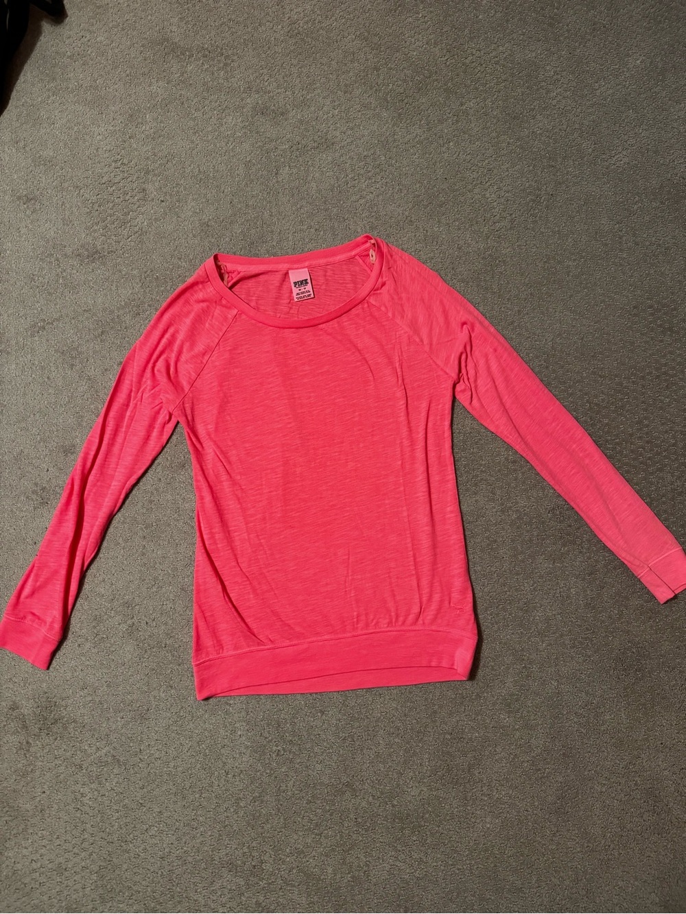 PINK Victoria's Secret Bright Pink Long Sleeve Crew Top